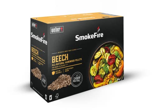Weber SmokeFire  Pellet di legno di faggio, ideale per verdure, scatola da 8 kg, per barbecue e affumicatore, 100% naturale, sostenibile per barbecue e griglie a legna