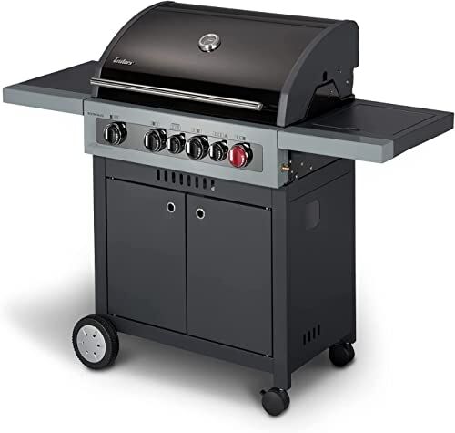 Enders Boston Black 4 IK Turbo Barbecue a Gas, Bbq a gas in Acciaio Inox a 4 Fuochi, Turbo Zone, Backburner, Heat Range, Griglia a gas da Esterno con Fornellino laterale, 30mbar #8862633