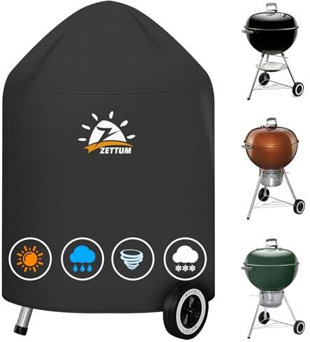 Zettum Copertura per barbecue Weber da 57 cm, a carbone 600D, copertura per barbecue Weber, resistente e impermeabile, per barbecue Weber Master Touch da 57 cm, griglia originale per bollitore (Φ63 x