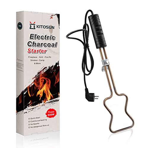 KITOSUN Accenditore Elettrico Carbone per Barbecue accensione Semplice e Veloce di bricchette, Senza scintille o Fiamme, Elementi Bobine in Acciaio Inox 304, Pratico Aiuto per Barbecue (600 W)