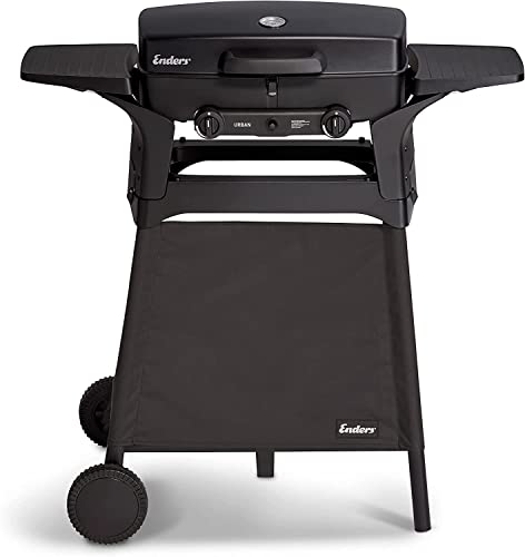 Enders Urban Trolley Griglia per barbecue con Struttura Trolley Portatile, Griglia barbecue con ruote, 2 bruciatori in Acciaio Inox, Piccolo bbq a gas da esterno, Grill da Campeggio in ghisa #