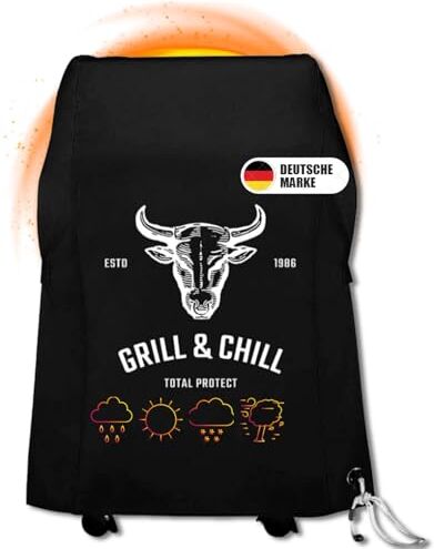 Bull Grill & Chill -Premium- Copertura (80x67x115cm), Copertura per Griglia BBQ Impermeabile Telo Protettivo Copri Griglia per Weber, Brinkmann, Char Broil, Holland e Jenn Air Gasgrill Tessuto Oxford 600D