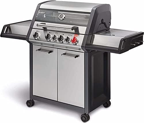 Enders Monroe Pro 4 Sik Turbo Barbecue a Gas, 4 Fuochi + Fornello , Barbeque con bruciatore a infrarossi Backburner, Finestra PanoVision, Griglia a gas da esterno, Bbq a gas Turbo Zone 30mbar #