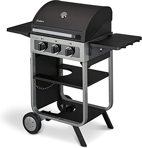 Enders Brooklyn Next 3 Barbecue a Gas, Griglia a gas campeggio con 3 bruciatori in acciaio inox, Coperchio con Termometro BBQ, Barbeque a 2 Ripiani laterali per Balcone ed Esterno #