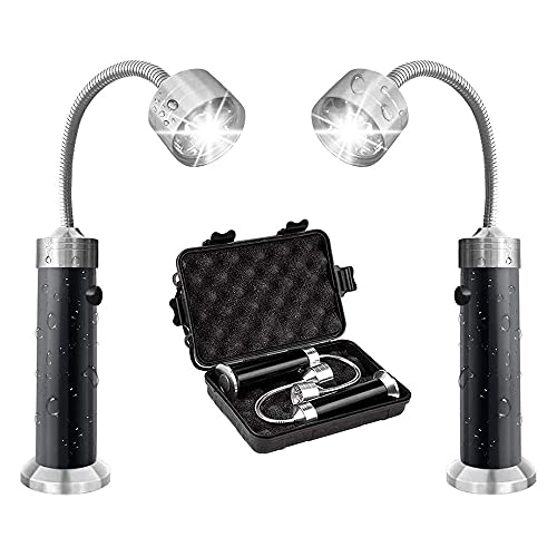 SEIWEI Set di luci per grill, potente base magnetica super luminosa, luci LED a collo d'oca flessibile a 360 gradi con scatola portaoggetti, per luci da barbecue all'aperto, accessori per barbecue,