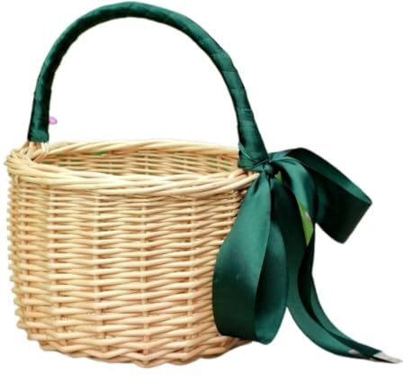 YGDBFB88 Cestino Da Picnic In Rattan Cestino Da Picnic In Rattan E Vimini, Cesto Regalo Souvenir, Cesto Di Fiori Regalo Confezionato, Cesto Fatto A Mano In Paglia Intrecciata Cestino Da Picnic (Color : Green