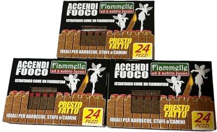 Generico Accendifuoco a Cubetti o Fiammiferi Ideali per Barbecue Stuffe Camini Accendi Fuoco (72 Fiammiferi (3x24 pz))