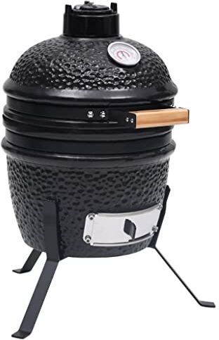 vidaXL Barbecue Affumicatore 2 in 1 Kamado in Ceramica 56 cm Nero