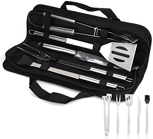 Hippodance Utensili Barbecue, Attrezzi per Barbecue Acciaio Inox Set di Attrezzi per Barbecue Perfetti per Grill Accessori per Utensili da Barbecue, Regalo Perfetto per Uomini, Marito o papà 5 PCS