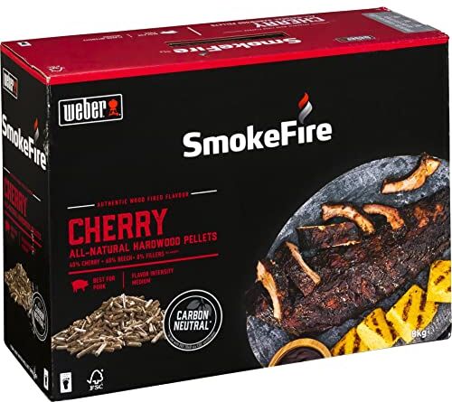 Weber SmokeFire  Pellet di legno duro, ideale per carne di maiale, scatola da 8 kg, per barbecue e affumicatore, 100% naturale e sostenibile, per barbecue e griglie a legna