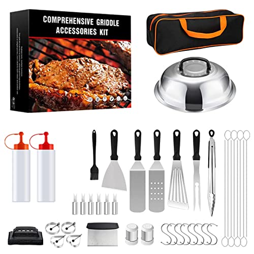 Les-Theresa Set Di Attrezzi Per Barbecue, 42 Pezzi Set Bbq Utensili, Set Grigliata Barbecue, Accessori Barbecue Acciaio Inox Per Grigliare Ganci Valigetta Bbq Di Utensili Teppanyaki Per Campeggio