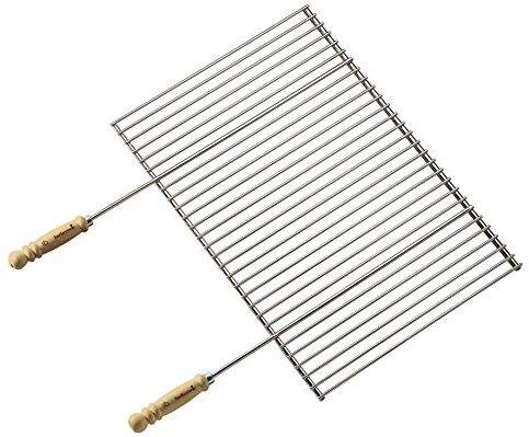 barbecook Griglia per Barbecue con Manici in Legno, Accessori per Barbecue in Acciaio Inossidabile, Argento, 90 x 40 cm