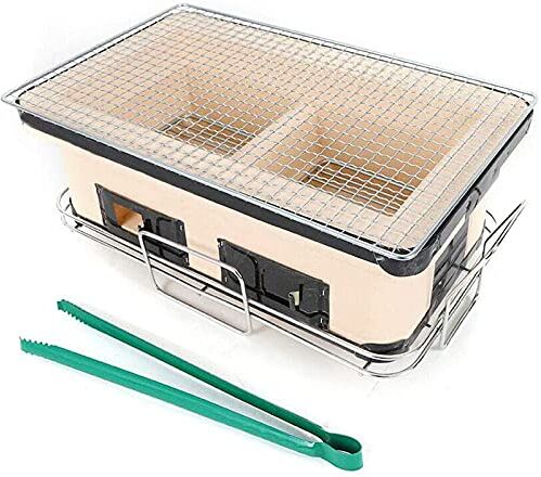 Adima Barbecue A Carbonella, Rettangolare Giapponese Griglia in Ceramica Di Argilla Ripiano Del Tavolo Carbone Yakiniku Grill Hibachi Cooker Fornello A Carbone Per All'aperto, Interno, Beige