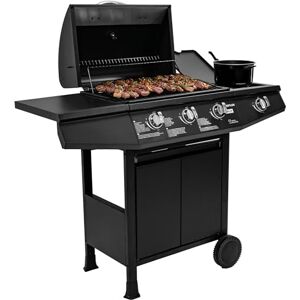 Amig Barbecue a Gas Fireplus 3+1 da 8,4 kW Acciaio Inossidabile Nero Griglia Ruote Modello GRILL-3F Barbecue XXL con Carrello e Termometro 117x52x103 cm 4 Bruciatori e Vassoio Laterale Amig Barbecue a Gas Fireplus 3+1 da 8,4 kW Acciaio Inossidabile Nero Griglia Ruote Modello GRILL-3F Barbecue XXL con Carrello e Termometro 117x52x103 cm 4 Bruciatori e Vassoio Laterale