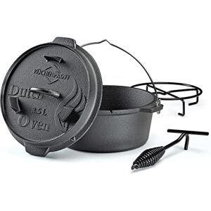 Küchenprofi BBQ Forno olandese in ghisa, 3,5 l, Ø 24 cm, senza piedini, con coperchio sollevatore per griglia, braciere, tutti i tipi di piano cottura (induzione inclusa) e forno Küchenprofi BBQ Forno olandese in ghisa, 3,5 l, Ø 24 cm, senza piedini, con coperchio sollevatore per griglia, braciere, tutti i tipi di piano cottura (induzione inclusa) e forno