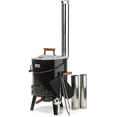 Skandika Cannone per gulasch 14 litri caldaia per gulash, termometro nel coperchio, accessori pinza per barbecue, mestolo da zuppa, guanto da forno, con griglia, manici in legno, tubo variabile Skandika Cannone per gulasch 14 litri caldaia per gulash, termometro nel coperchio, accessori pinza per barbecue, mestolo da zuppa, guanto da forno, con griglia, manici in legno, tubo variabile