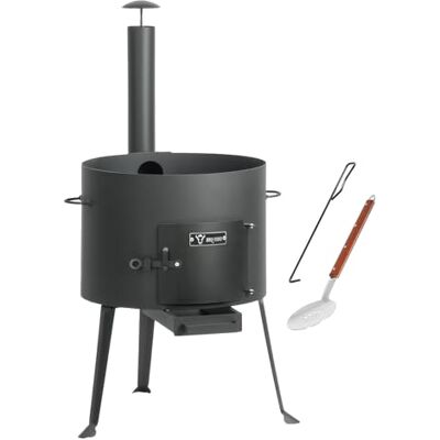 BBQ-TORO Kazan Forno a gulasch Ø 44 cm Calderone a gulasch con skimmer e poker Forno da esterno con tubo, caldaia a fuoco, stufato, braciere, telaio Kazan, Utschak, treppiede BBQ-TORO Kazan Forno a gulasch Ø 44 cm Calderone a gulasch con skimmer e poker Forno da esterno con tubo, caldaia a fuoco, stufato, braciere, telaio Kazan, Utschak, treppiede