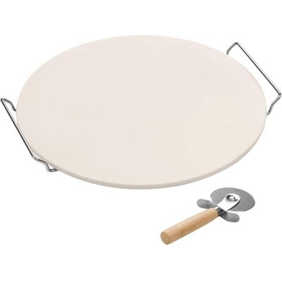 Brigros MasterCook Pietra Refrattaria per Pizza con Tagliapizza in Acciaio Inox, Piastra Refrattaria per Forno E Barbecue, Ideale per Pizza Croccante E Cottura Uniforme Brigros MasterCook Pietra Refrattaria per Pizza con Tagliapizza in Acciaio Inox, Piastra Refrattaria per Forno E Barbecue, Ideale per Pizza Croccante E Cottura Uniforme