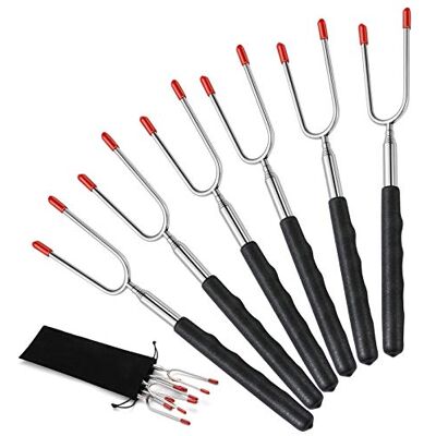 Homealexa Forchette Estensibili BBQ Bastoncini di Marshmallow in Acciaio Inox con 10 Spiedini Barbecue in bambù Forchette Allungabili da 85cm per Hot Dog Kebab BBQ Carne Set da 6 Pezzi Homealexa Forchette Estensibili BBQ Bastoncini di Marshmallow in Acciaio Inox con 10 Spiedini Barbecue in bambù Forchette Allungabili da 85cm per Hot Dog Kebab BBQ Carne Set da 6 Pezzi