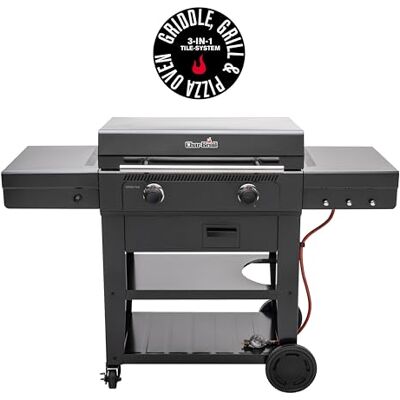 Barbecue a Gas Char-Broil Versa-Tile a 2 Bruciatori con Piastra e Forno per Pizza Barbecue a Gas Char-Broil Versa-Tile a 2 Bruciatori con Piastra e Forno per Pizza
