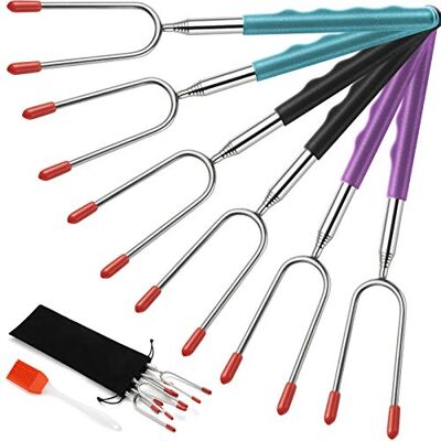 EXTSUD Forchetta per Barbecue 6 Pz Spiedini BBQ Riutilizzabili in Acciaio Inox Forchette Estensibili per Hot Dog Salsicce Carne Forchettoni Antiruggine Strumenti Accessori per BBQ Grigliate EXTSUD Forchetta per Barbecue 6 Pz Spiedini BBQ Riutilizzabili in Acciaio Inox Forchette Estensibili per Hot Dog Salsicce Carne Forchettoni Antiruggine Strumenti Accessori per BBQ Grigliate