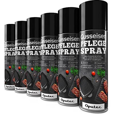 Oputec 6 x 500ml Bomboletta Spray Cura della ghisa Accessori Ideali per la Protezione e la Cura di Griglie, padelle, pentole, forni Olandesi, girarrosti in ghisa Protettivo Antiaderente per ghisa Oputec 6 x 500ml Bomboletta Spray Cura della ghisa Accessori Ideali per la Protezione e la Cura di Griglie, padelle, pentole, forni Olandesi, girarrosti in ghisa Protettivo Antiaderente per ghisa