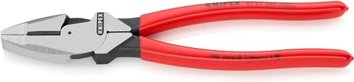 KNIPEX Pinza Universale Tipo Forte "Lineman'S Pliers" Modello Americano Bonderizzata Nera, Rivestiti in Resina Sintetica Antiscivolo 240 Mm (Confezione Self-Service/Blister)