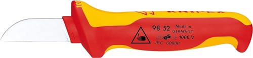 KNIPEX Coltello per Elettricisti Impugnatura Isolante, in Materiale Bicomponente, Collaudato Vde 190 Mm (Confezione Self-Service/Blister) 98 52 Sb