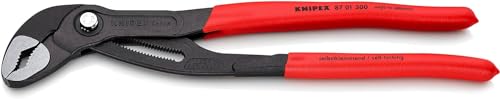 KNIPEX Cobra Pinza Regolabile di Nuova Generazione per Tubi e Dadi Bonderizzata Grigia, Rivestiti in Resina Sintetica Antiscivolo 300 Mm