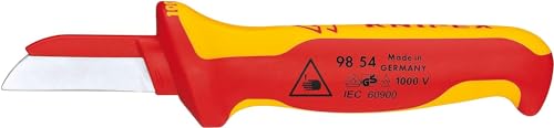 KNIPEX Coltello per Elettricisti Impugnatura Isolante, in Materiale Bicomponente, Collaudato Vde 190 Mm