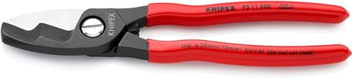 KNIPEX Cesoia per Cavi con Doppio Tagliente Brunita, Rivestiti in Resina Sintetica 200 Mm (Confezione Self-Service/Blister)