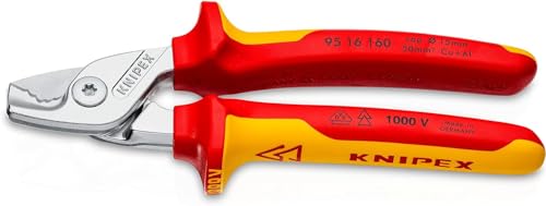 KNIPEX Stepcut Cesoia per Cavi Cromata, Isolati con Manici Rivestiti in Materiale Bicomponente, Collaudati Vde 160 Mm