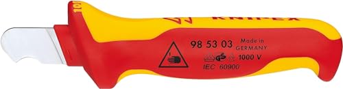 KNIPEX Coltello Spelacavi Impugnatura Isolante, in Materiale Bicomponente, Collaudato Vde 170 Mm 98 53 03