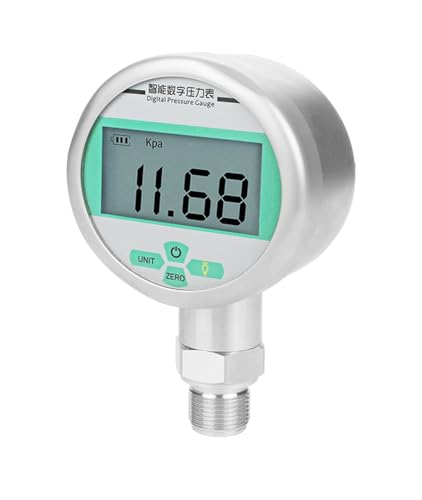 UOUOBEAR Manometro digitale olio acqua aria carburante, precisione -0,1~60 MPa 0,2% con misuratore di pressione display LCD quadrante G1-2 80 mm (Color : 0.2G 80mm G1-2, Size : 0-50Mpa)
