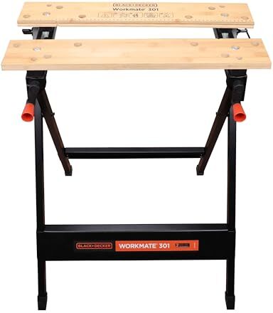 Black & Decker Unisex Adulto  Banco da Lavoro Workmate, Black/Wood, 15.5 x 84 x 12.5 cm