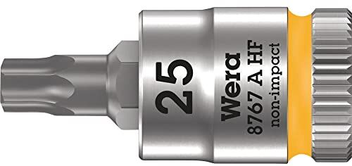 Wera 8767 A Chiave a bussola Torx HF Zyklop con attacco da 1/4", con funzione di tenuta, TX 25 x 28 mm, colore: Giallo