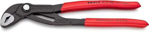 KNIPEX Cobra Pinza Regolabile di Nuova Generazione per Tubi e Dadi Bonderizzata Grigia, Rivestiti in Resina Sintetica Antiscivolo 250 Mm (Confezione Self-Service/Blister)