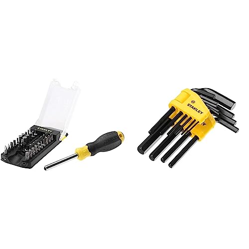 Stanley Stht0-70885 Giravite Porta Inserti Multibit 34Pz & 0-69-253 Set 10 Chiavi Esagonali Maschio (Brugola)