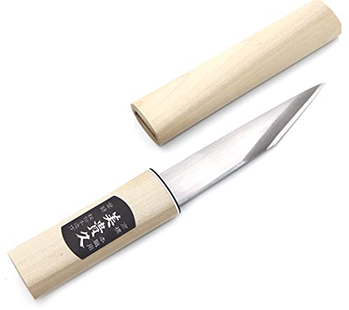 Ikeuti Coltello artigianale Kiridashi Katana, lama in carbonio per falegnameria, forgiata a mano in Giappone (lucida, 135 mm)