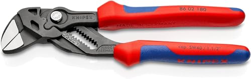 KNIPEX Pinza Chiave Pinza e Chiave in Un Unico Utensile Bonderizzata Grigia, Rivestiti in Materiale Bicomponente 180 Mm