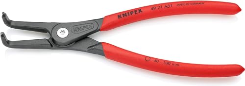 KNIPEX Pinza di Precisione per Anelli di Sicurezza per Anelli di Sicurezza Esterni Su Alberi Bonderizzata Grigia, Rivestiti in Resina Sintetica Antiscivolo 210 Mm