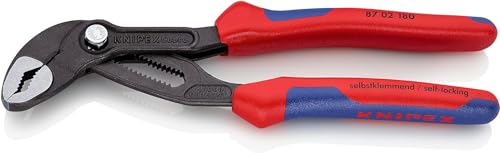 KNIPEX Cobra Pinza Regolabile di Nuova Generazione per Tubi e Dadi Bonderizzata Grigia, Rivestiti in Materiale Bicomponente 180 Mm