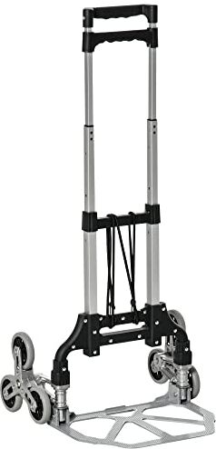 DURHAND Carrello Portapacchi a 6 Ruote max 70 kg con Fune e Maniglia Estraibile, Carrello Pieghevole in Alluminio, PP e TPR, 47x47x100 cm, Nero e Argento