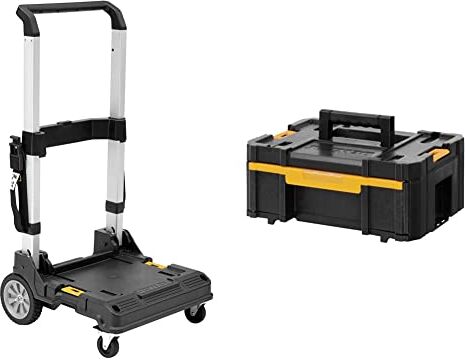 DeWalt DWST1-71196 T-STAK Trolley Unità per Trasporto Dotata di 2 Ruote Orientabili a 360° & DWST1-70705 Cassetta portautensili T-Stak III con cassetto, giallo/nero