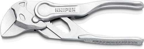 KNIPEX Pinza Chiave Xs Pinza e Chiave in Un Unico Utensile Cromata, Superficie Ruvida con Stampa 100 Mm 86 04 100 Bk