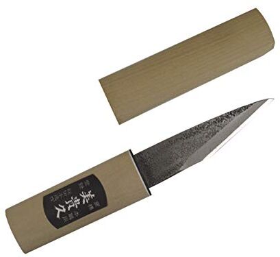 Ikeuti Coltello artigianale Kiridashi Katana, lama in carbonio per falegnameria, forgiata a mano in Giappone, 105 mm