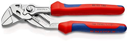 KNIPEX Pinza Chiave Pinza e Chiave in Un Unico Utensile Cromata, Rivestiti in Materiale Bicomponente 180 Mm (Confezione Self-Service/Blister)