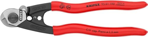 KNIPEX Cesoia per Funi in Acciaio Forgiata Rivestiti in Resina Sintetica 190 Mm (Confezione Self-Service/Blister)