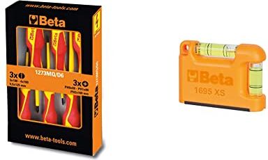 BETA Tools 1273Mq/D6 Set Di Giraviti Isolati 6 Pezzi 12730851 &  1695Xs Livella Tascabile Magnetica, 70 Mm