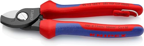 KNIPEX Cesoia per Cavi Brunita, Rivestiti in Materiale Bicomponente, con Anello Di Fissaggio Incorporato per Agganciare una Protezione Anticaduta 165 Mm,